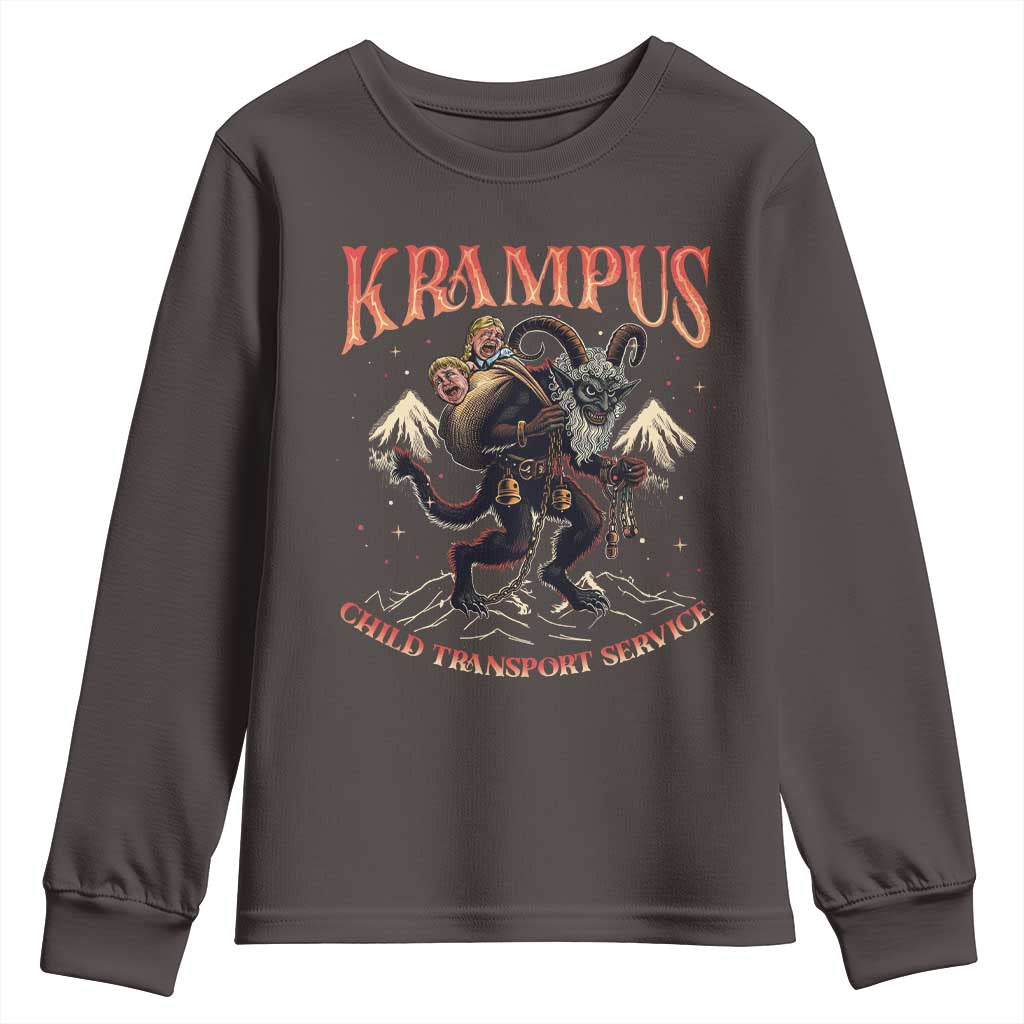 Krampus Youth Sweatshirt Child Transport Service Spooky Christmas TS09 Dark Chocolate Print Your Wear