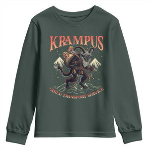 Krampus Youth Sweatshirt Child Transport Service Spooky Christmas TS09 Dark Forest Green Print Your Wear
