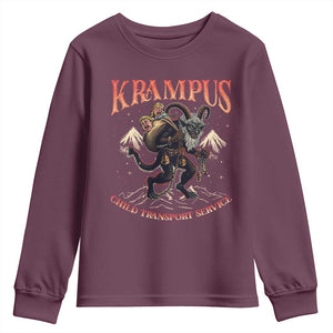 Krampus Youth Sweatshirt Child Transport Service Spooky Christmas TS09 Maroon Print Your Wear