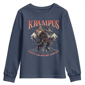 Krampus Youth Sweatshirt Child Transport Service Spooky Christmas TS09 Navy Print Your Wear