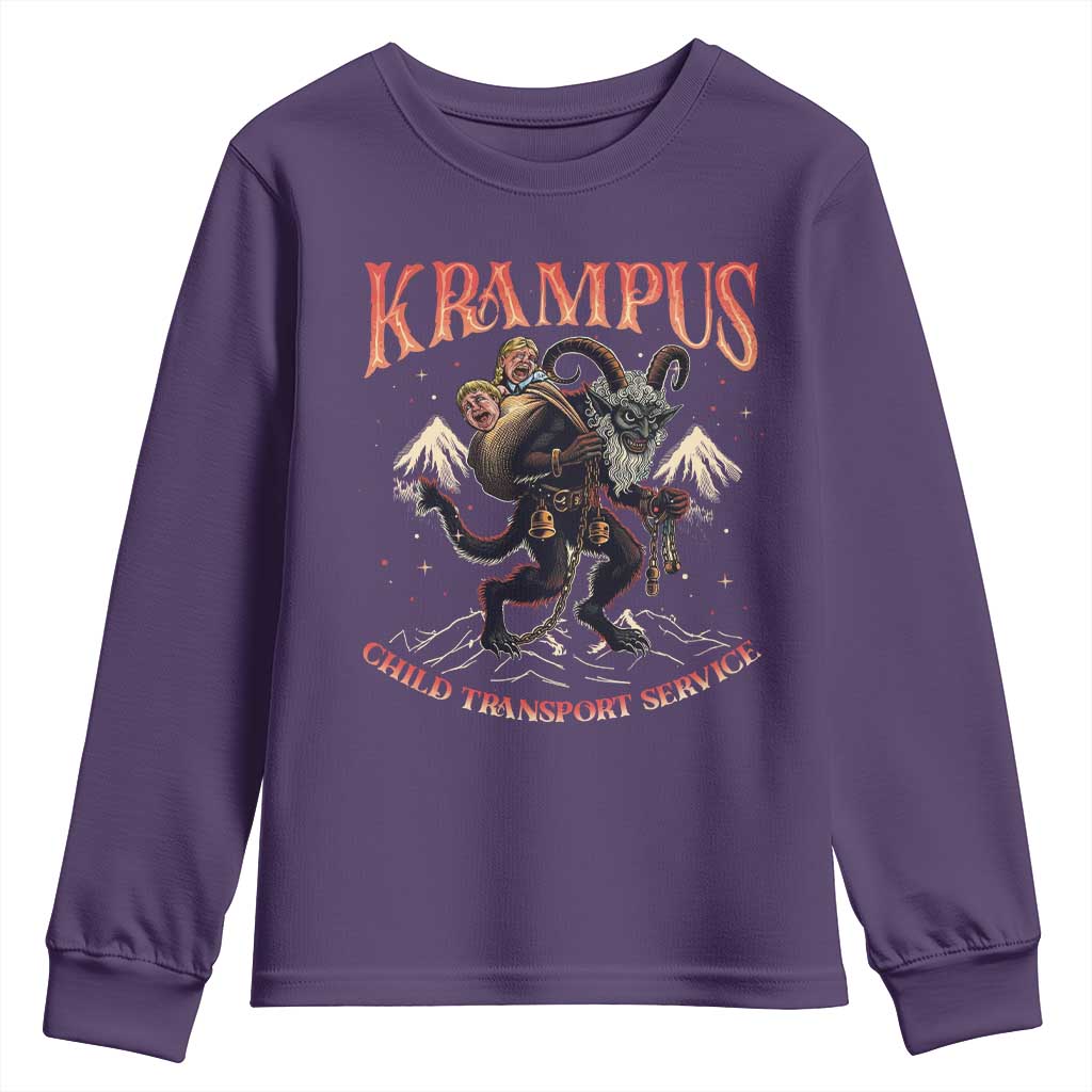 Krampus Youth Sweatshirt Child Transport Service Spooky Christmas TS09 Purple Print Your Wear