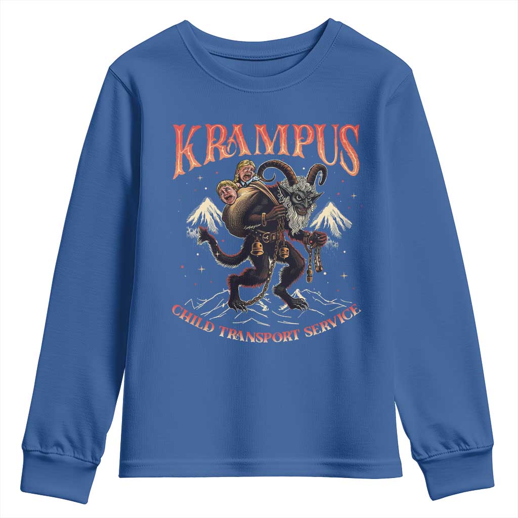 Krampus Youth Sweatshirt Child Transport Service Spooky Christmas TS09 Royal Blue Print Your Wear