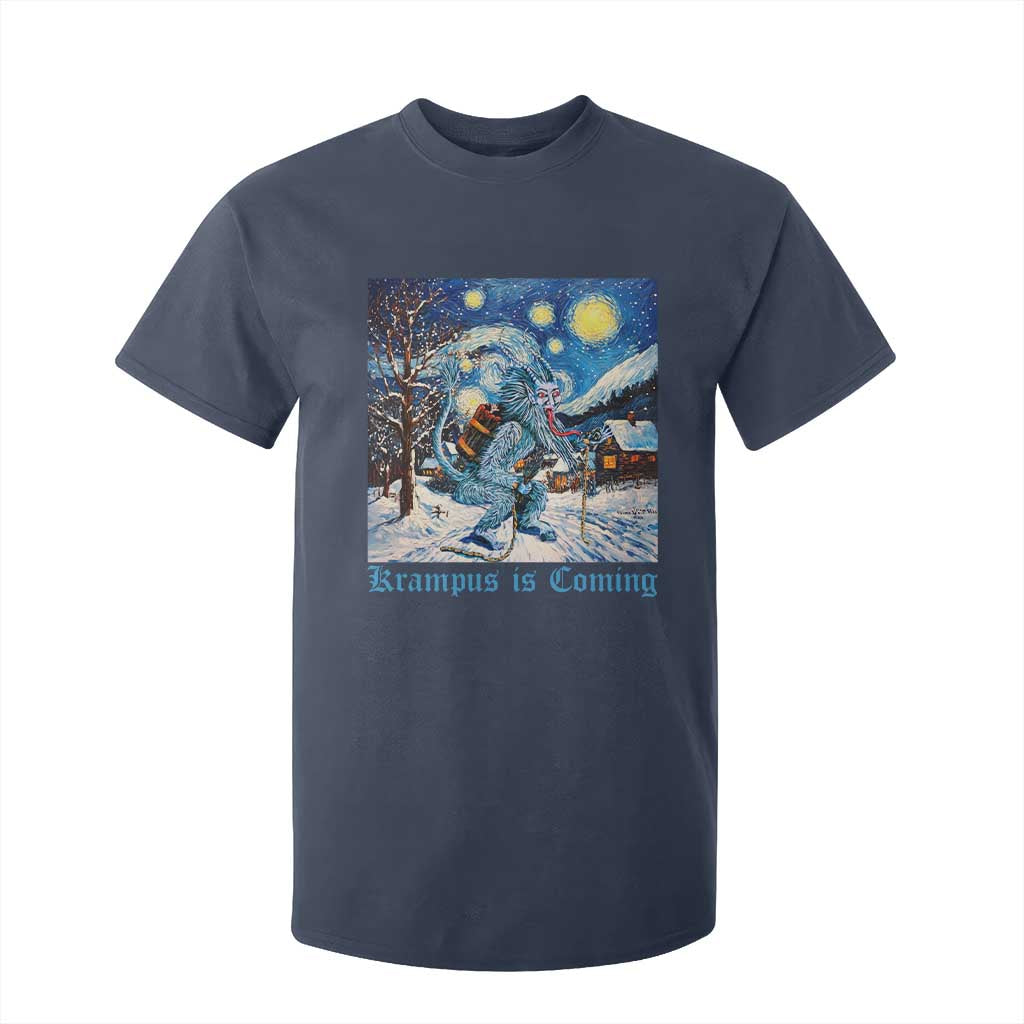 Krampus Is Coming T Shirt For Kid Spooky Christmas Starry Night TS09 Navy Print Your Wear