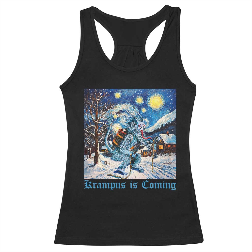 Krampus Is Coming Racerback Tank Top Spooky Christmas Starry Night TS09 Black Print Your Wear