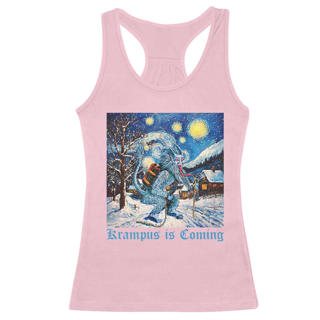 Krampus Is Coming Racerback Tank Top Spooky Christmas Starry Night TS09 Light Pink Print Your Wear