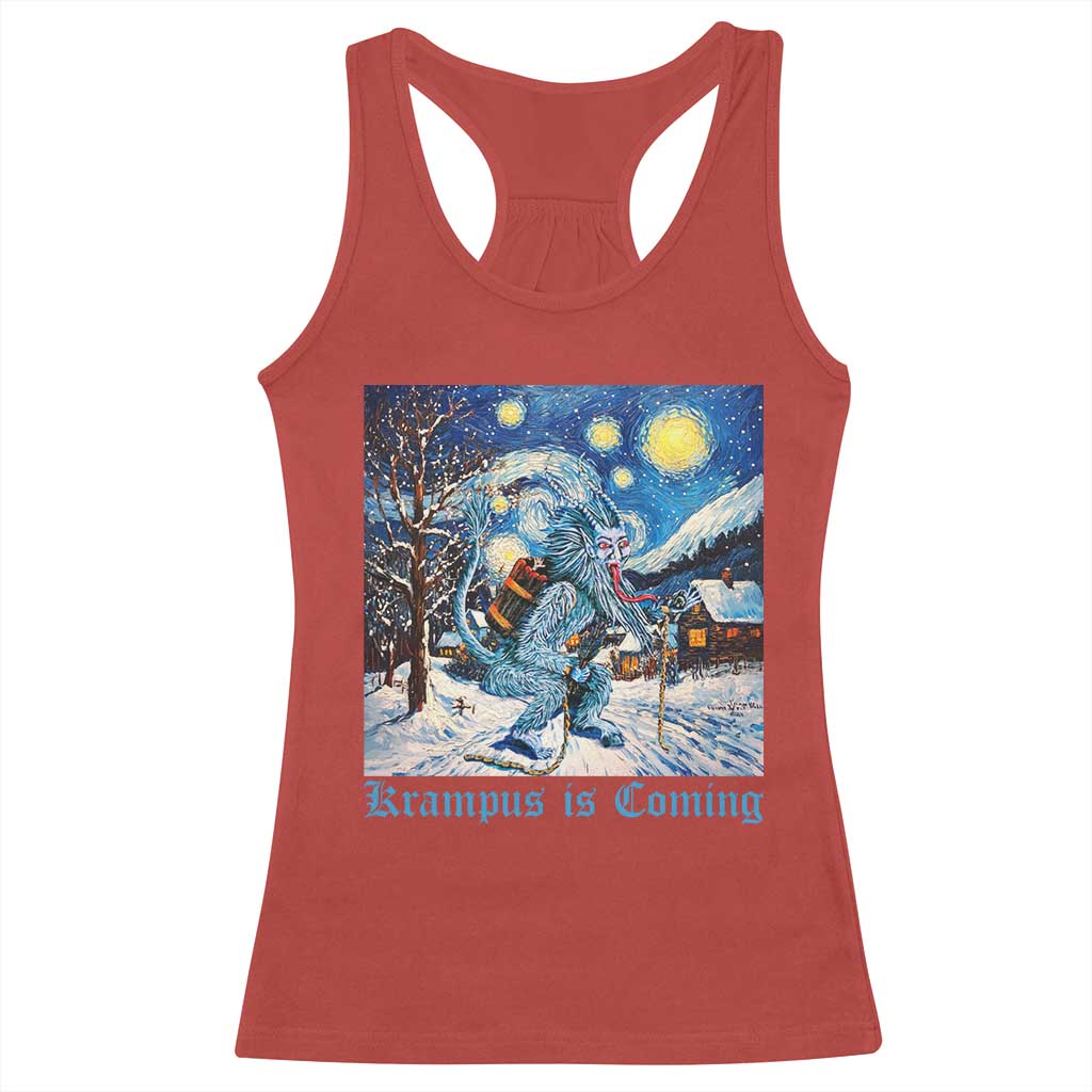 Krampus Is Coming Racerback Tank Top Spooky Christmas Starry Night TS09 Red Print Your Wear