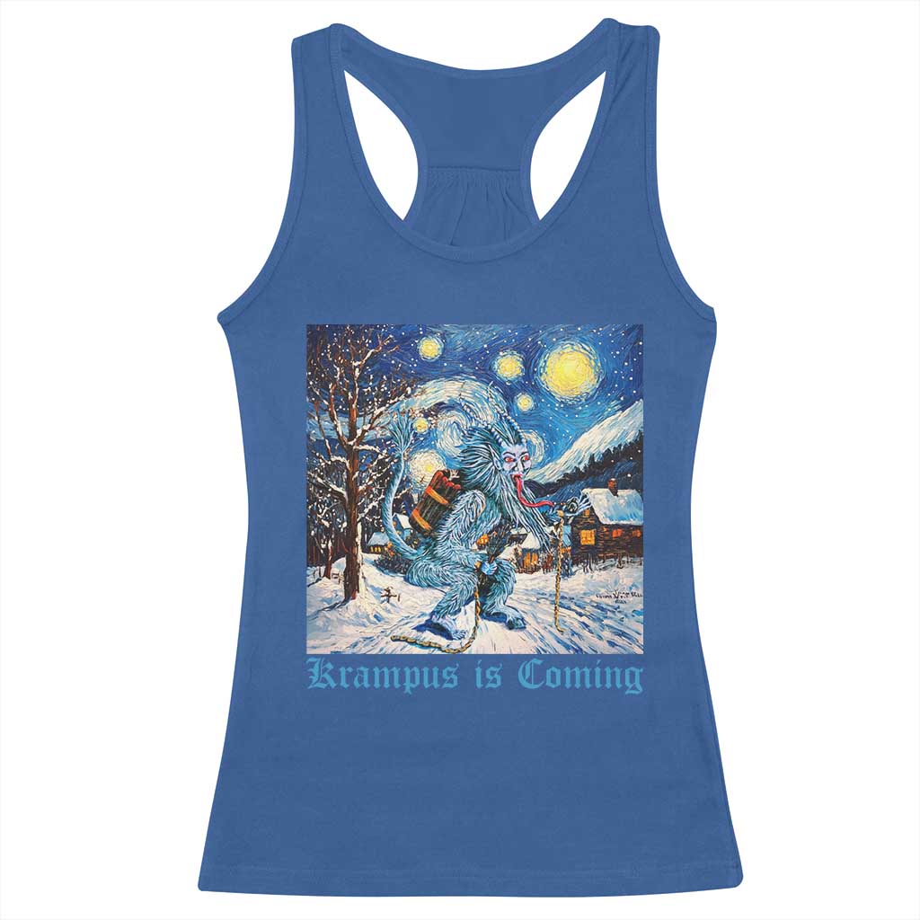 Krampus Is Coming Racerback Tank Top Spooky Christmas Starry Night TS09 Royal Blue Print Your Wear