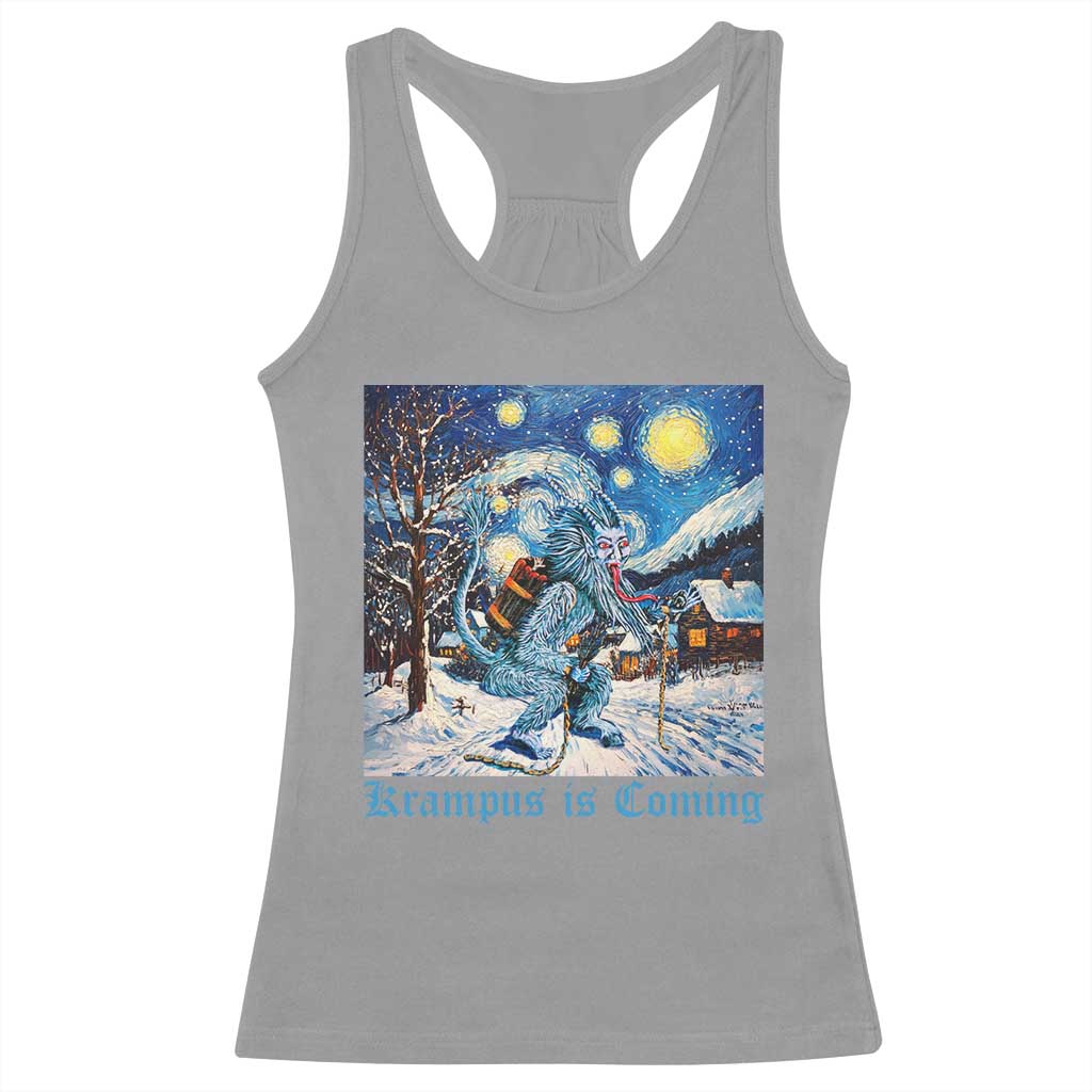 Krampus Is Coming Racerback Tank Top Spooky Christmas Starry Night TS09 Sport Gray Print Your Wear