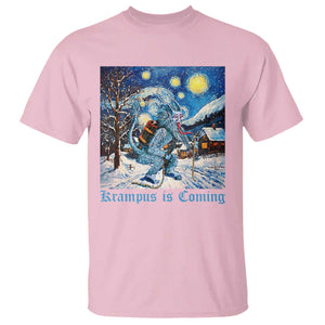 Krampus Is Coming T Shirt Spooky Christmas Starry Night TS09 Light Pink Print Your Wear