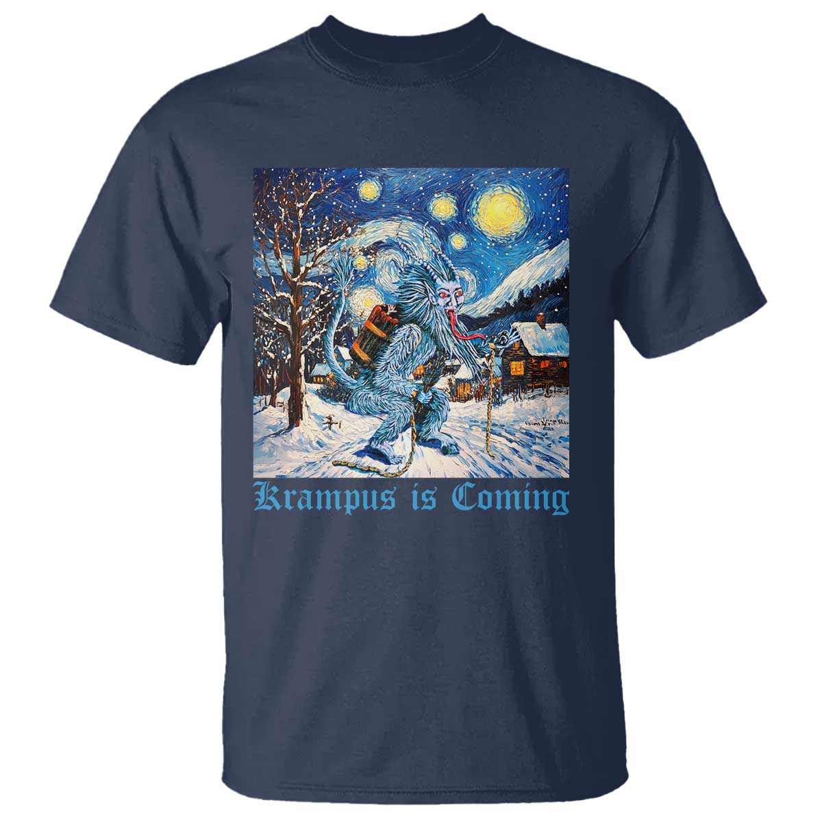 Krampus Is Coming T Shirt Spooky Christmas Starry Night TS09 Navy Print Your Wear
