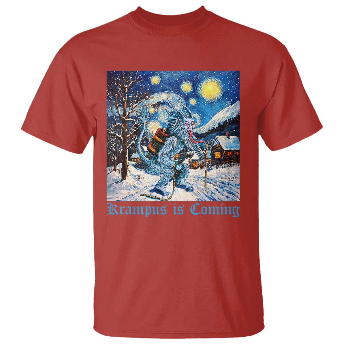 Krampus Is Coming T Shirt Spooky Christmas Starry Night TS09 Red Print Your Wear