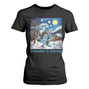 Krampus Is Coming T Shirt For Women Spooky Christmas Starry Night TS09 Black Print Your Wear
