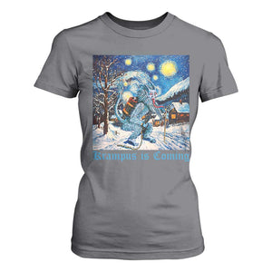 Krampus Is Coming T Shirt For Women Spooky Christmas Starry Night TS09 Charcoal Print Your Wear
