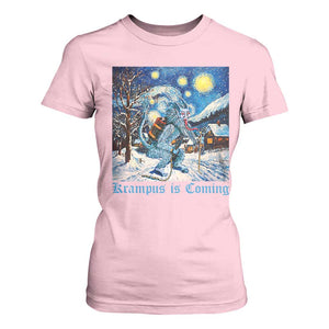 Krampus Is Coming T Shirt For Women Spooky Christmas Starry Night TS09 Light Pink Print Your Wear