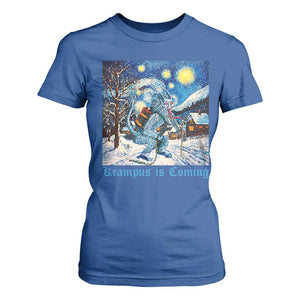 Krampus Is Coming T Shirt For Women Spooky Christmas Starry Night TS09 Royal Blue Print Your Wear