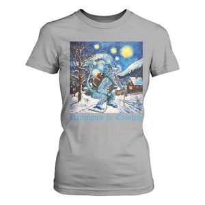 Krampus Is Coming T Shirt For Women Spooky Christmas Starry Night TS09 Sport Gray Print Your Wear