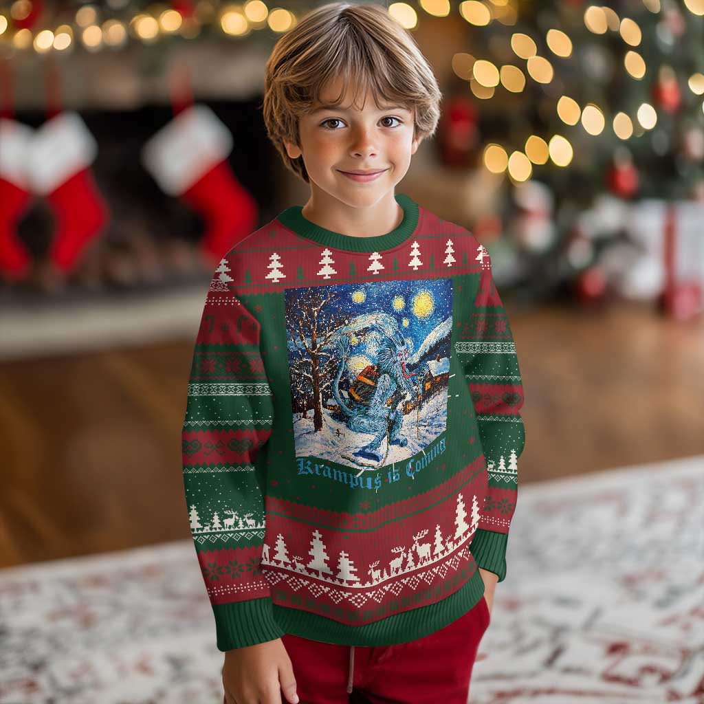 Krampus Is Coming Ugly Christmas Sweater Spooky Christmas Starry Night TS09 Christmas Print Your Wear