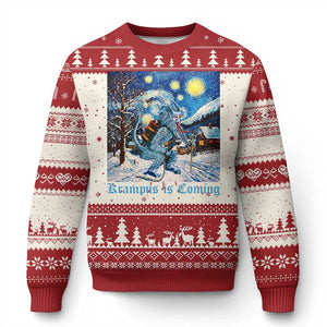 Krampus Is Coming Ugly Christmas Sweater Spooky Christmas Starry Night TS09 Red Print Your Wear