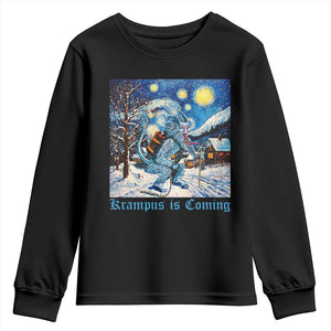 Krampus Is Coming Youth Sweatshirt Spooky Christmas Starry Night TS09 Black Print Your Wear
