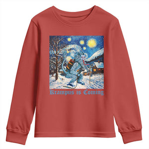 Krampus Is Coming Youth Sweatshirt Spooky Christmas Starry Night TS09 Red Print Your Wear
