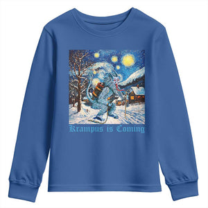 Krampus Is Coming Youth Sweatshirt Spooky Christmas Starry Night TS09 Royal Blue Print Your Wear