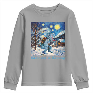 Krampus Is Coming Youth Sweatshirt Spooky Christmas Starry Night TS09 Sport Gray Print Your Wear