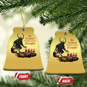 Xmas Krampus Christmas Ornament He Knows If You've Been Naughty TS09 Bell Flake Gold Print Your Wear