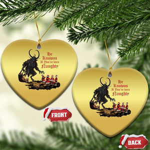 Xmas Krampus Christmas Ornament He Knows If You've Been Naughty TS09 Heart Gold Print Your Wear