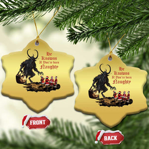 Xmas Krampus Christmas Ornament He Knows If You've Been Naughty TS09 Snow Flake Gold Print Your Wear