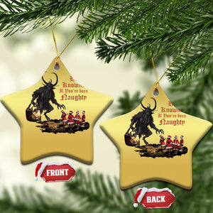 Xmas Krampus Christmas Ornament He Knows If You've Been Naughty TS09 Star Gold Print Your Wear