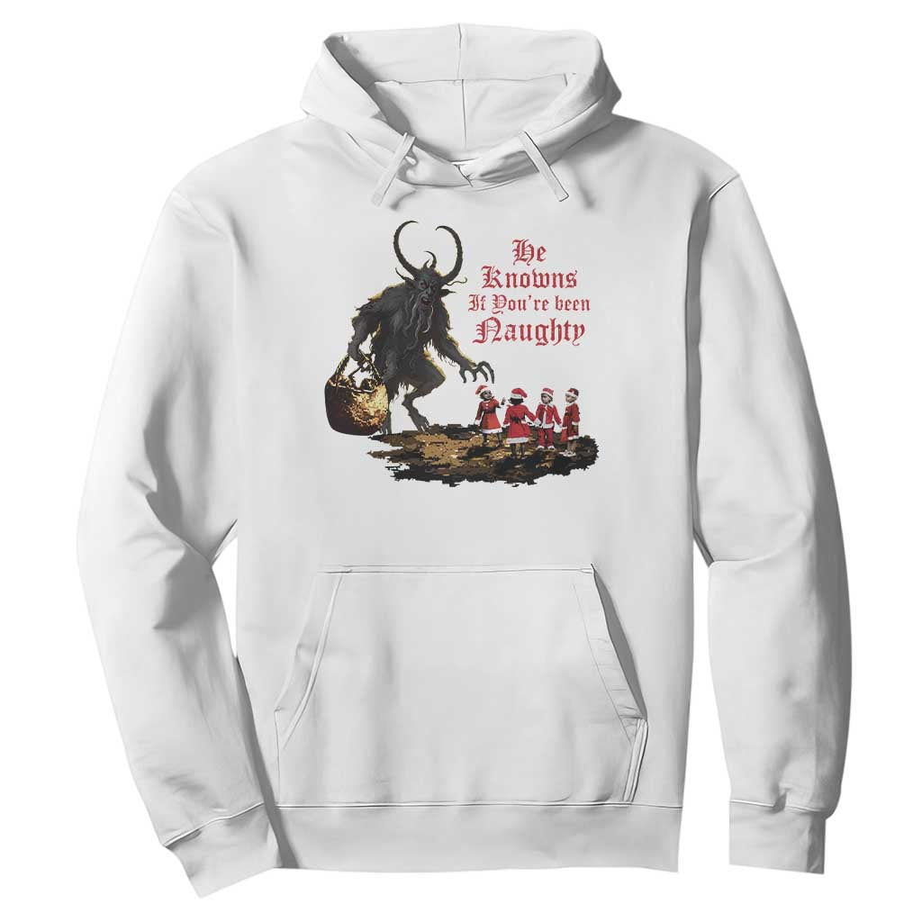 Christmas Krampus Hoodie He Knows If You've Been Naughty TS09 White Print Your Wear