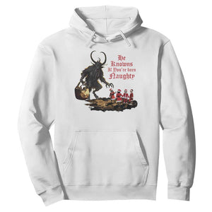 Christmas Krampus Hoodie He Knows If You've Been Naughty TS09 White Print Your Wear