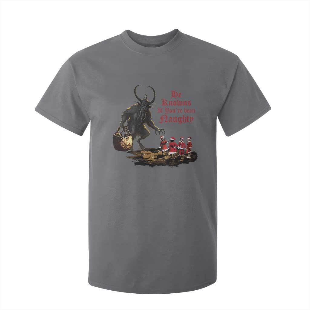 Christmas Krampus T Shirt For Kid He Knows If You've Been Naughty TS09 Charcoal Print Your Wear