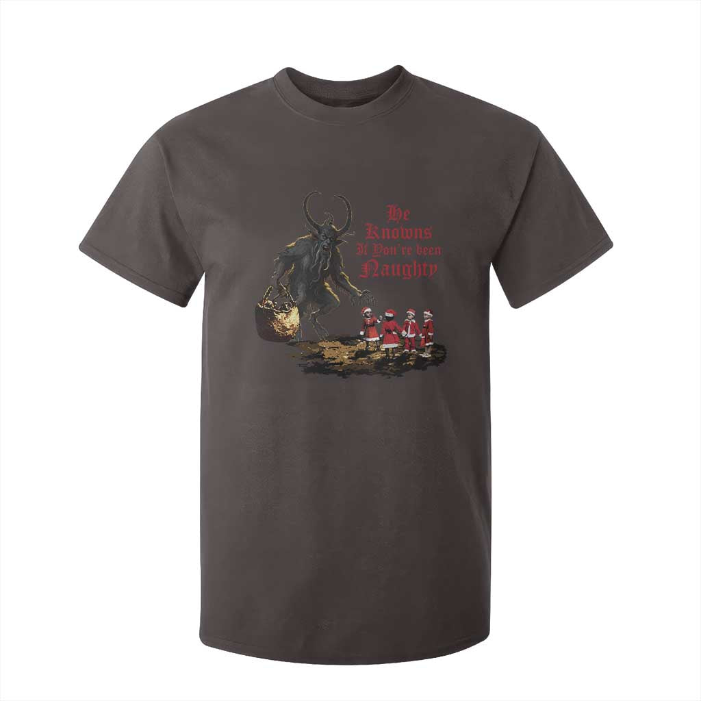 Christmas Krampus T Shirt For Kid He Knows If You've Been Naughty TS09 Dark Chocolate Print Your Wear