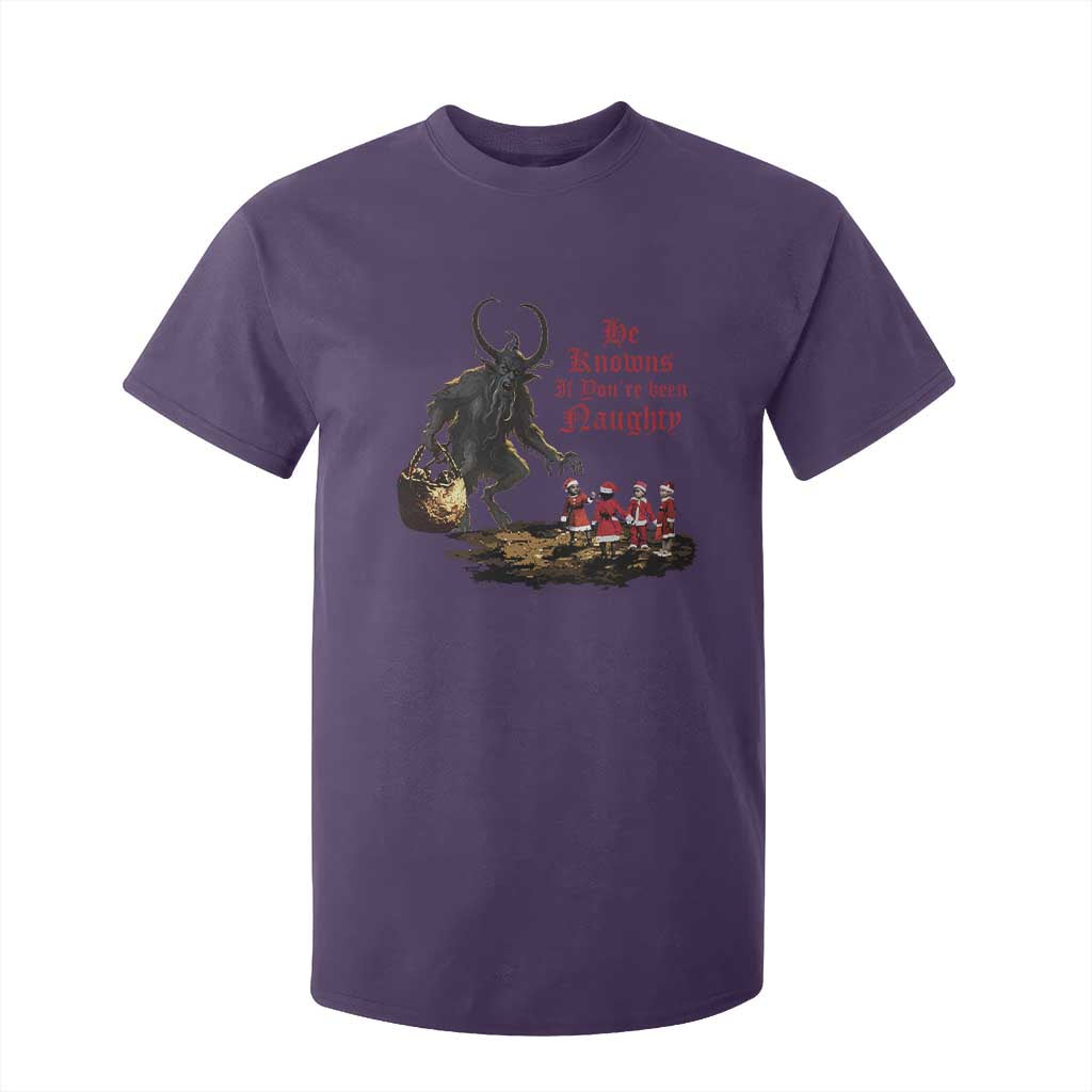 Christmas Krampus T Shirt For Kid He Knows If You've Been Naughty TS09 Purple Print Your Wear