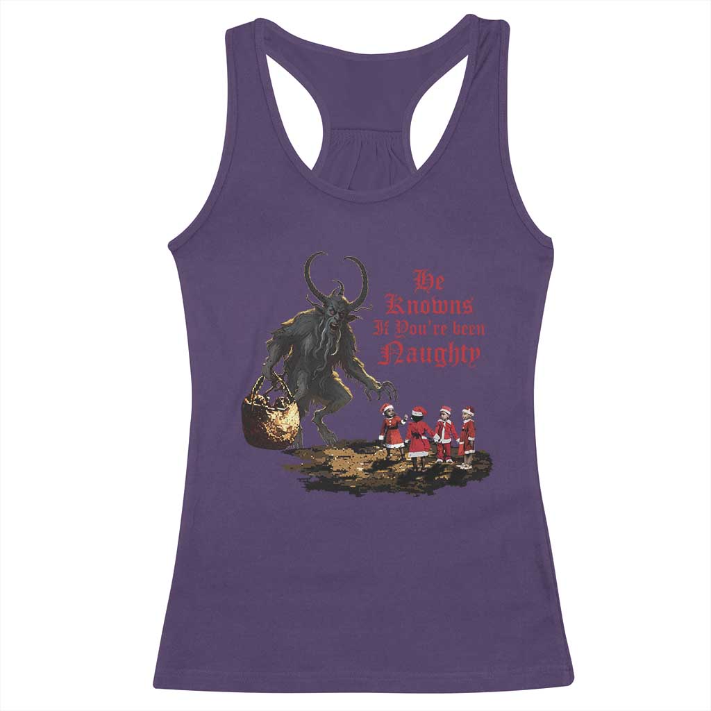 Christmas Krampus Racerback Tank Top He Knows If You've Been Naughty TS09 Purple Print Your Wear