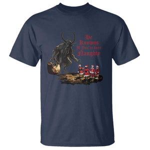 Christmas Krampus T Shirt He Knows If You've Been Naughty TS09 Navy Print Your Wear