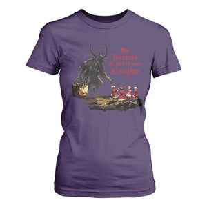 Christmas Krampus T Shirt For Women He Knows If You've Been Naughty TS09 Purple Print Your Wear