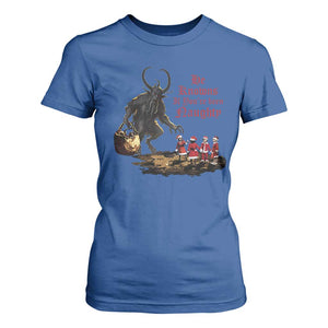 Christmas Krampus T Shirt For Women He Knows If You've Been Naughty TS09 Royal Blue Print Your Wear