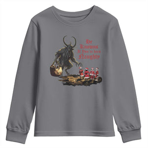 Christmas Krampus Youth Sweatshirt He Knows If You've Been Naughty TS09 Charcoal Print Your Wear