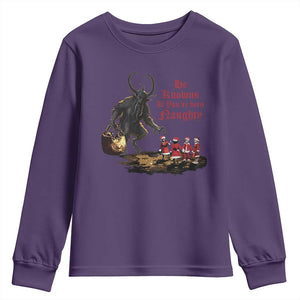 Christmas Krampus Youth Sweatshirt He Knows If You've Been Naughty TS09 Purple Print Your Wear