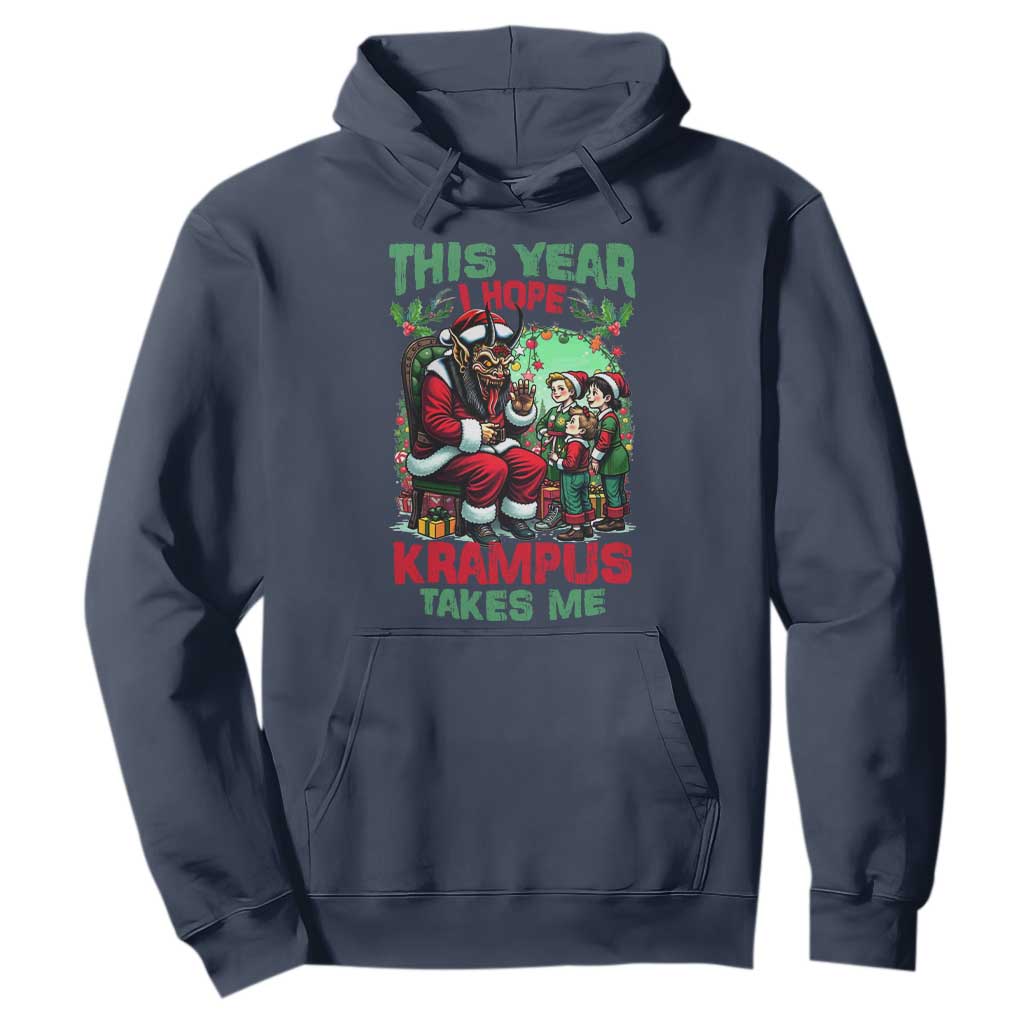 Christmas Krampus Hoodie This Year I Hope Krampus Takes Me TS09 Navy Print Your Wear
