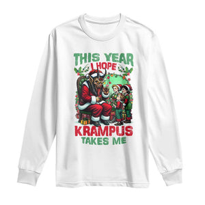 Christmas Krampus Long Sleeve Shirt This Year I Hope Krampus Takes Me TS09 White Print Your Wear