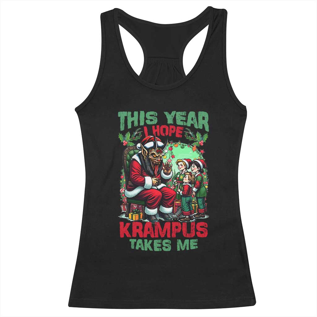 Christmas Krampus Racerback Tank Top This Year I Hope Krampus Takes Me TS09 Black Print Your Wear