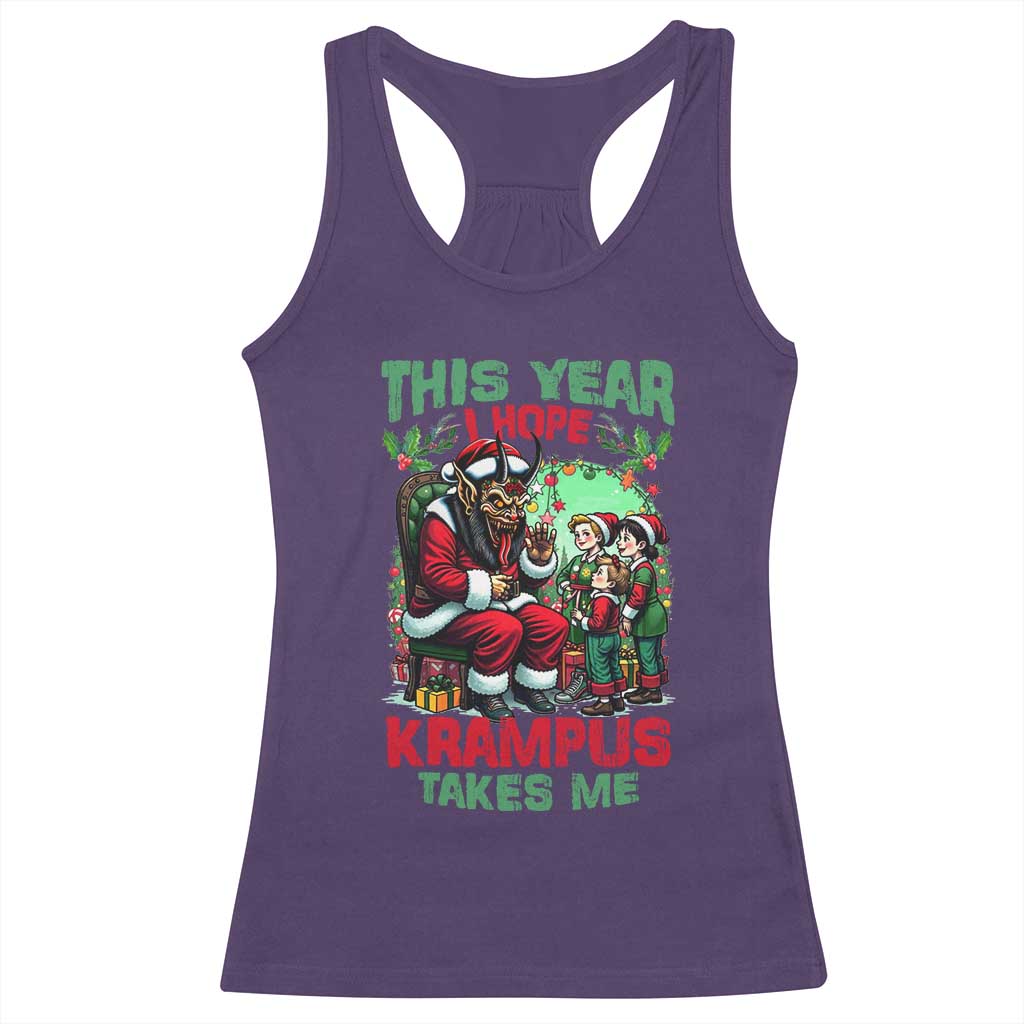 Christmas Krampus Racerback Tank Top This Year I Hope Krampus Takes Me TS09 Purple Print Your Wear
