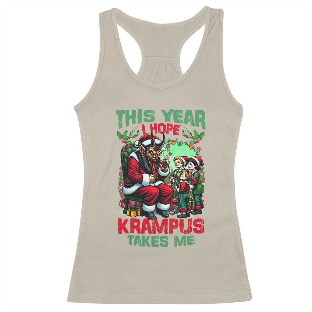Christmas Krampus Racerback Tank Top This Year I Hope Krampus Takes Me TS09 Sand Print Your Wear