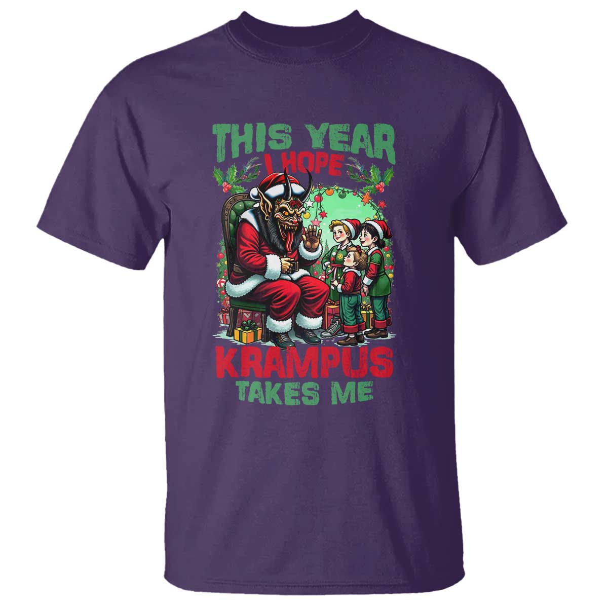 Christmas Krampus T Shirt This Year I Hope Krampus Takes Me TS09 Purple Print Your Wear