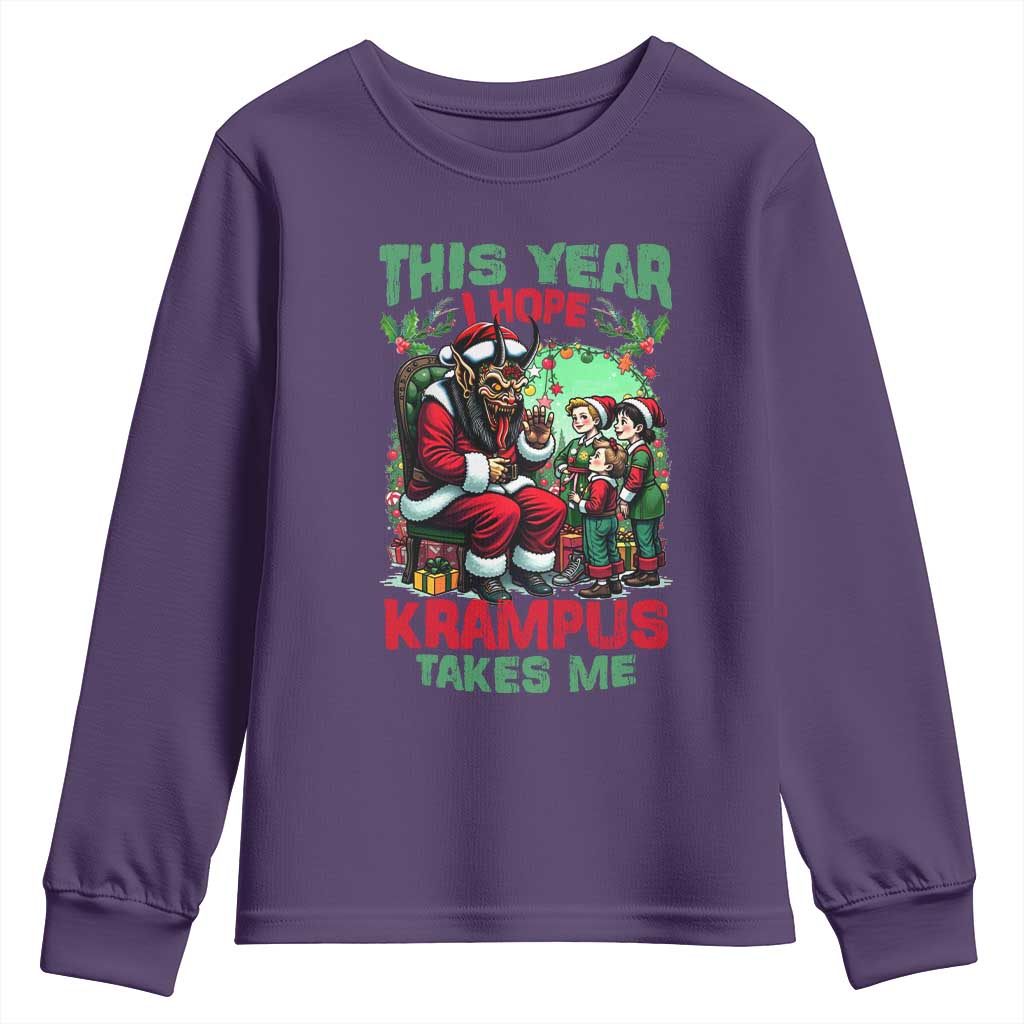 Christmas Krampus Youth Sweatshirt This Year I Hope Krampus Takes Me TS09 Purple Print Your Wear
