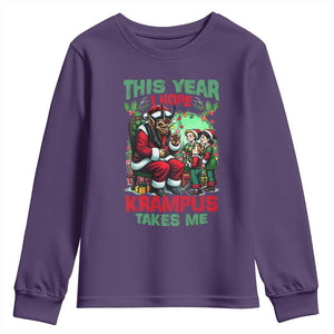 Christmas Krampus Youth Sweatshirt This Year I Hope Krampus Takes Me TS09 Purple Print Your Wear