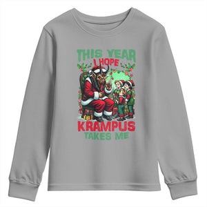 Christmas Krampus Youth Sweatshirt This Year I Hope Krampus Takes Me TS09 Sport Gray Print Your Wear